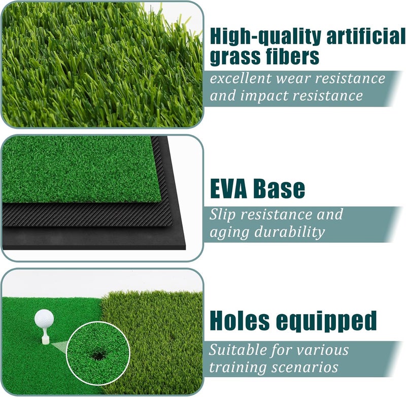 Wind Shear Golf Hitting Mat,Dual-Turf and Tri-Turf Portable & Foldable Golf Mat,Artificial Turf Golf Training Aids for Hitting,Swing & Putting-Ideal Golf Practice Mat for Indoor/Outdoor Use - Image 5